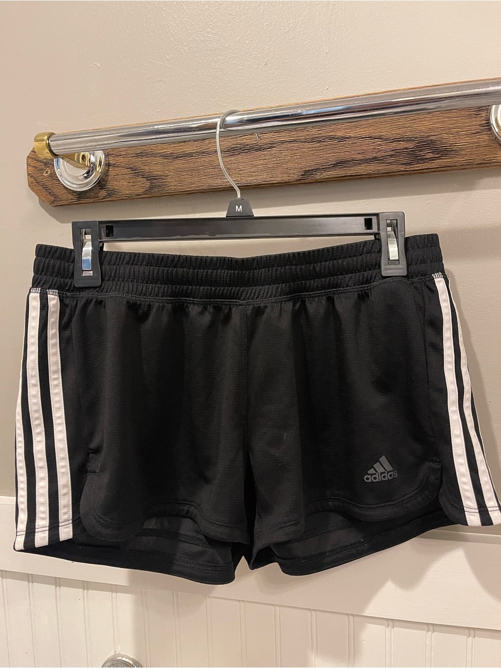 adidas Black Athletic Shorts with White Side Stripes